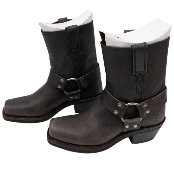 Frye Smoke Harness 8R Leather Distressed Square Toe Ankle Boots 6 - Picture 5 of 8